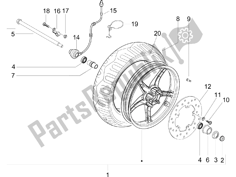 All parts for the Front Wheel of the Gilera Runner 125 VX 4T SC 2006