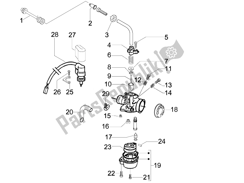All parts for the Carburetor's Components of the Gilera Stalker Naked UK 50 2008