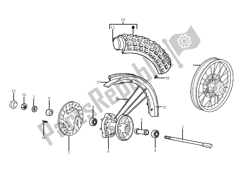 Tutte le parti per il Ruota Anteriore del Gilera RCR 50 2006