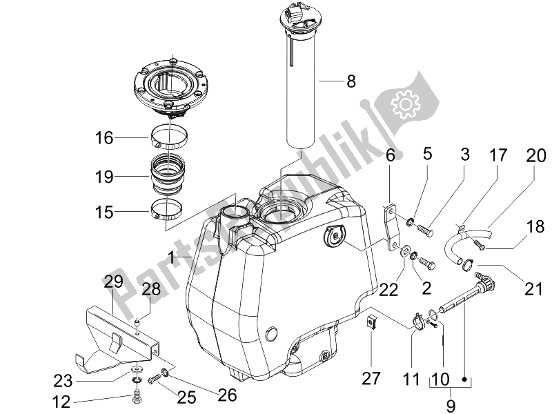 Toutes les pièces pour le Réservoir D'essence du Gilera Runner 50 SP 2008