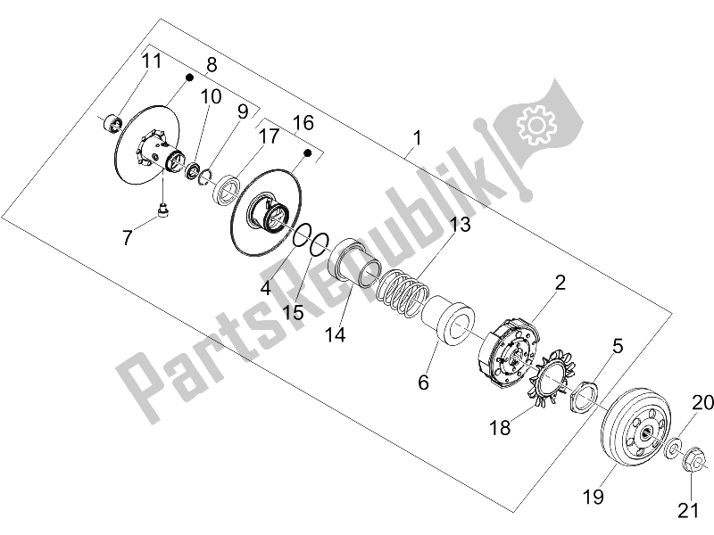 Toutes les pièces pour le Poulie Menée du Gilera Nexus 250 E3 2007