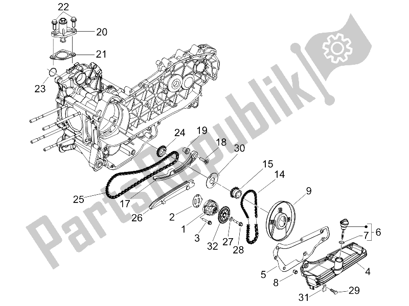 Tutte le parti per il Pompa Dell'olio del Gilera Nexus 250 E3 2007