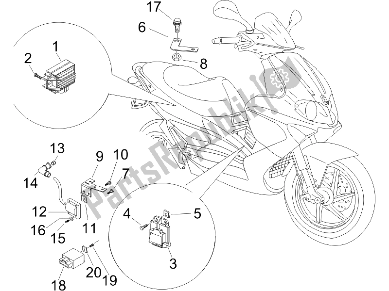 Toutes les pièces pour le Régulateurs De Tension - Unités De Commande électronique (ecu) - H. T. Bobine du Gilera Runner 200 VXR 4T E3 2006