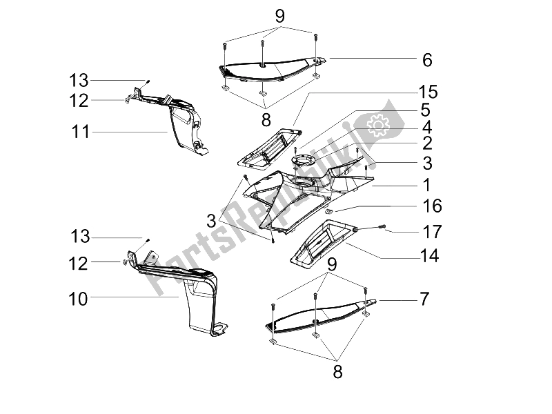 Toutes les pièces pour le Housse Centrale - Repose-pieds du Gilera Runner 125 VX 4T Race 2005