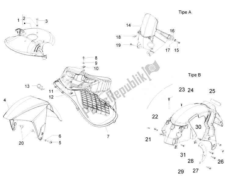 Toutes les pièces pour le Logement De Roue - Garde-boue du Gilera Runner 50 SP 2010