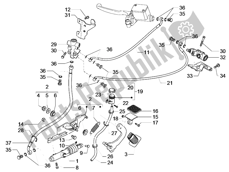 All parts for the Control Pedals - Levers of the Gilera Fuoco 500 4T 4V IE E3 LT 2013