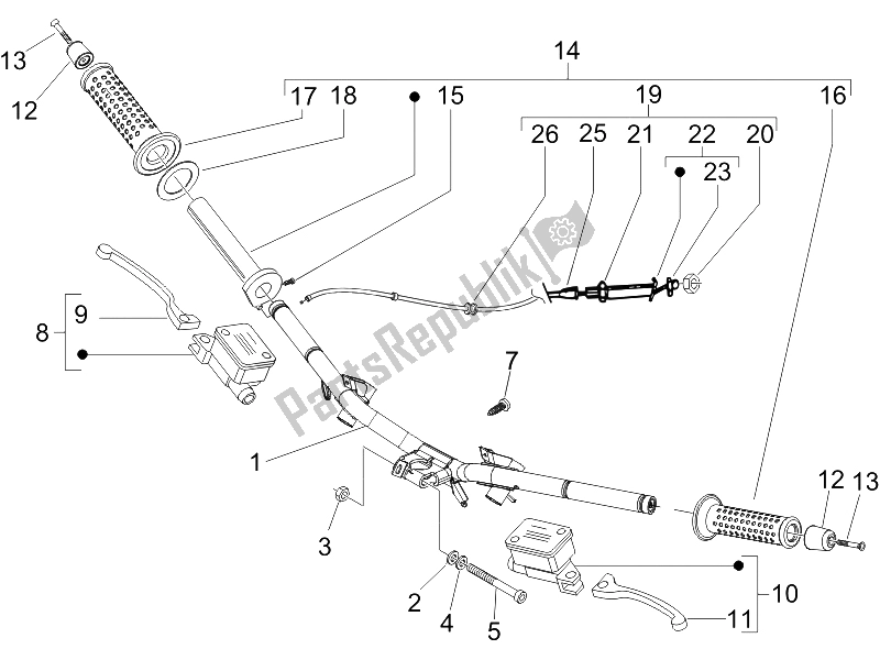 All parts for the Handlebars - Master Cil. Of the Gilera Runner 125 VX 4T SC E3 UK 2006