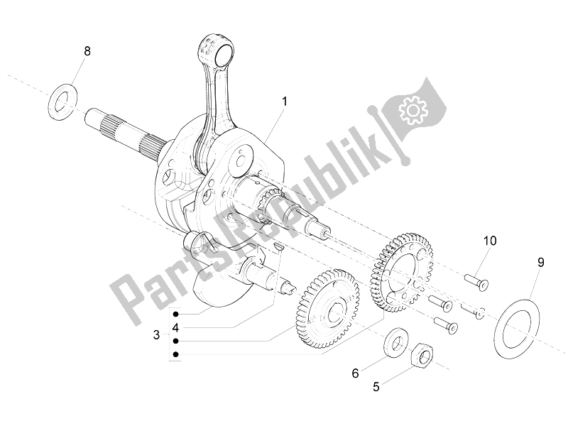 All parts for the Crankshaft of the Gilera Nexus 500 E3 2009