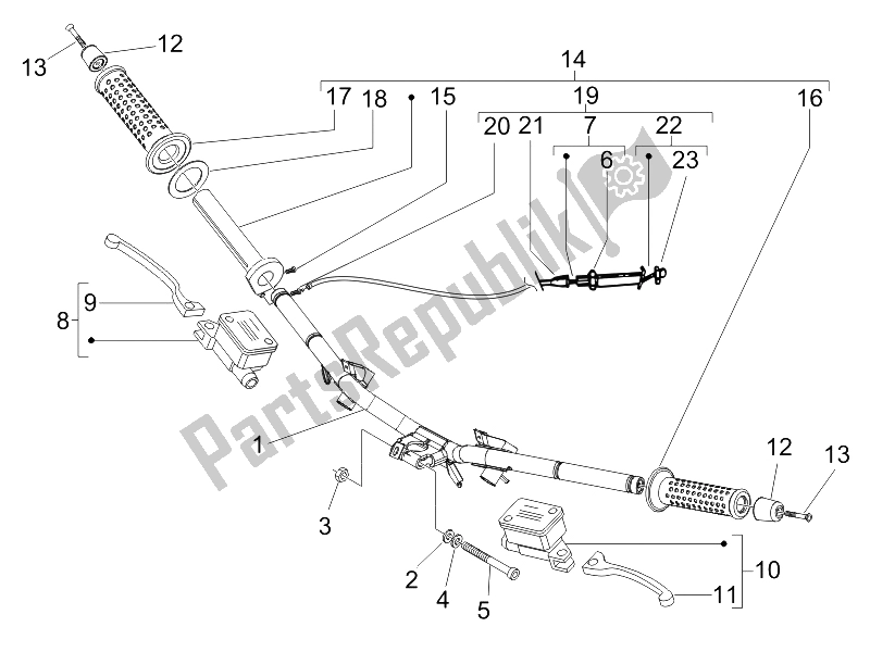 All parts for the Handlebars - Master Cil. Of the Gilera Runner 50 Pure JET Race 2005