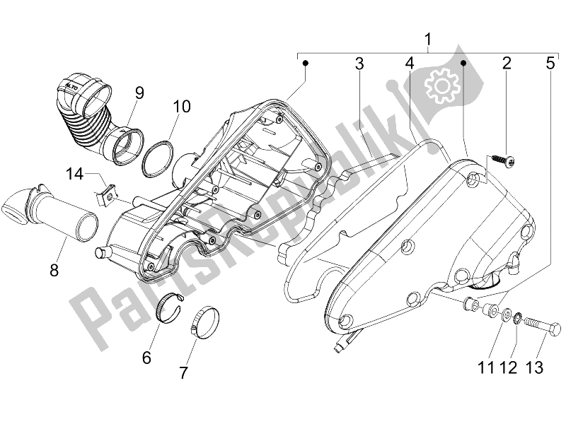 All parts for the Air Filter of the Gilera Runner 50 Pure JET Race 2005