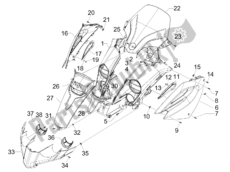 Toutes les pièces pour le Bouclier Avant du Gilera Fuoco 500 E3 2007