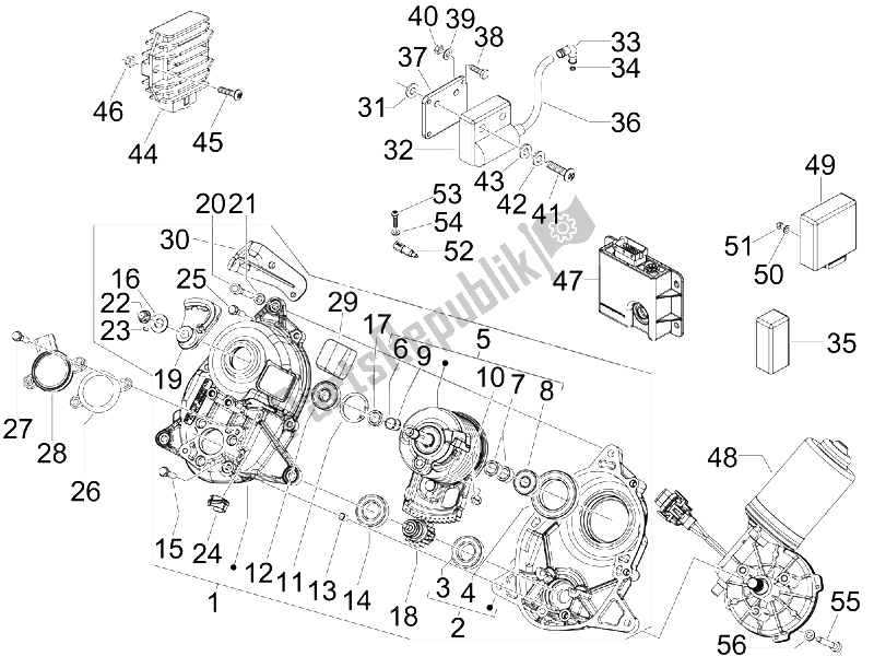 All parts for the Voltage Regulators - Electronic Control Units (ecu) - H. T. Coil of the Gilera Fuoco 500 E3 2007