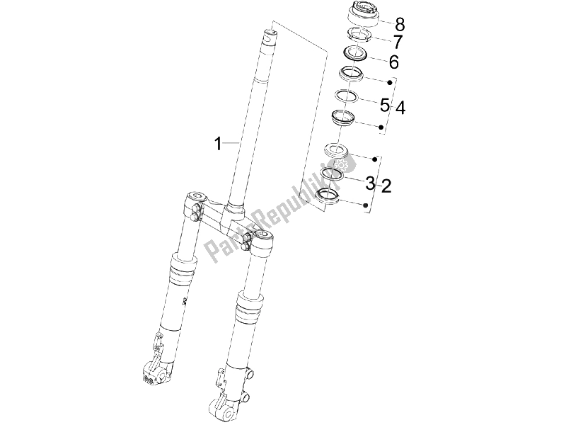 Todas las partes para Horquilla / Tubo De Dirección - Unidad De Rodamiento De Dirección de Gilera Runner 125 VX 4T SC 2006