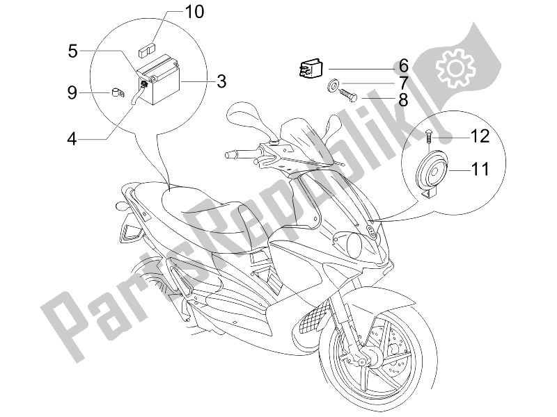 Todas las partes para Interruptores De Control Remoto - Batería - Bocina de Gilera Runner 50 SP Race 2005