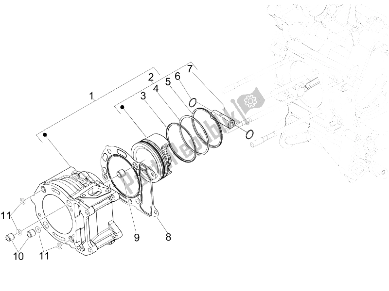 Toutes les pièces pour le Unité Cylindre-piston-axe De Poignet du Gilera Nexus 300 IE E3 2009