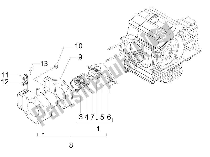 Toutes les pièces pour le Unité Cylindre-piston-axe De Poignet du Gilera Nexus 500 E3 2006