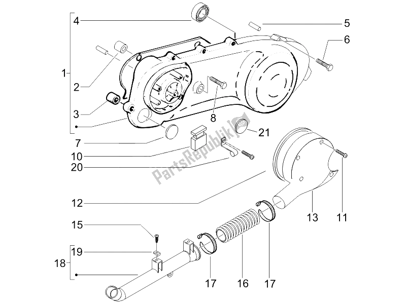 All parts for the Crankcase Cover - Crankcase Cooling of the Gilera Runner 50 Pure JET Race CH 2006