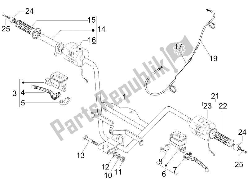 Toutes les pièces pour le Guidon - Master Cil. Du Gilera Nexus 250 E3 2007