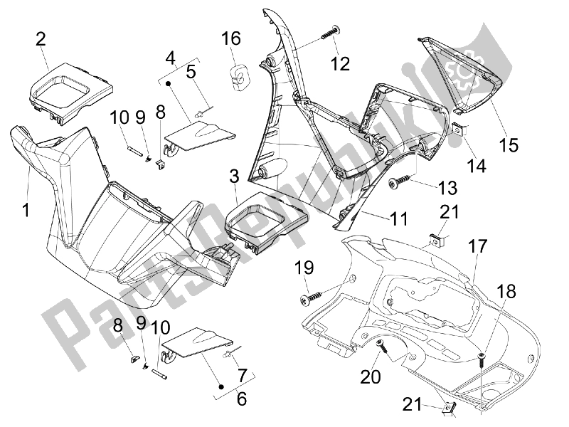 All parts for the Handlebars Coverages of the Gilera Nexus 300 IE E3 2008