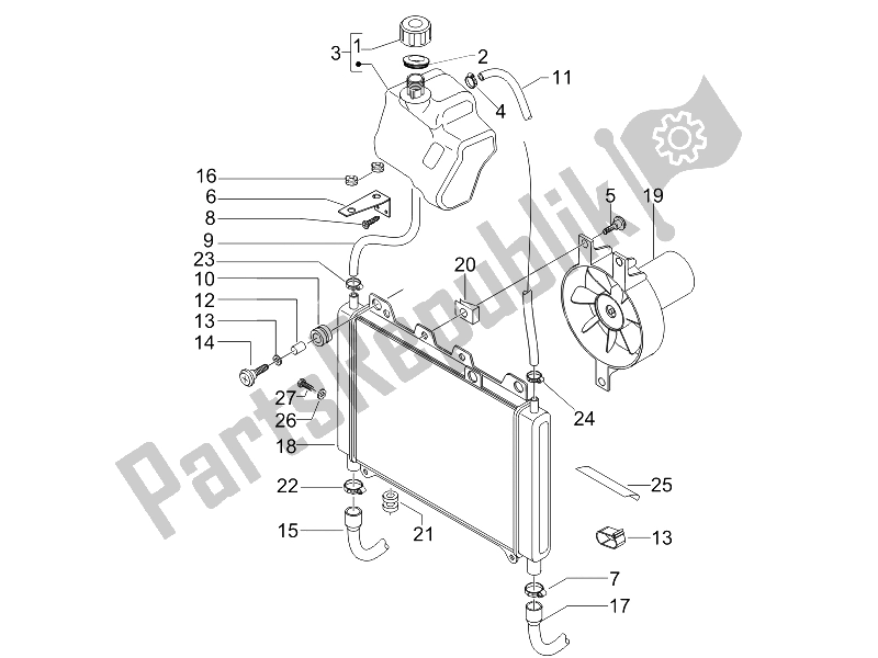 All parts for the Cooling System of the Gilera Nexus 250 SP E3 UK 2006