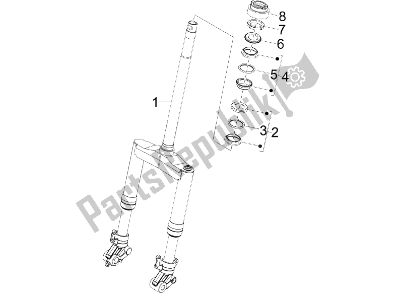 All parts for the Fork/steering Tube - Steering Bearing Unit of the Gilera Runner 50 SP Race 2005