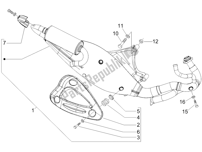 All parts for the Silencer of the Gilera Runner 50 Pure JET SC UK 2005