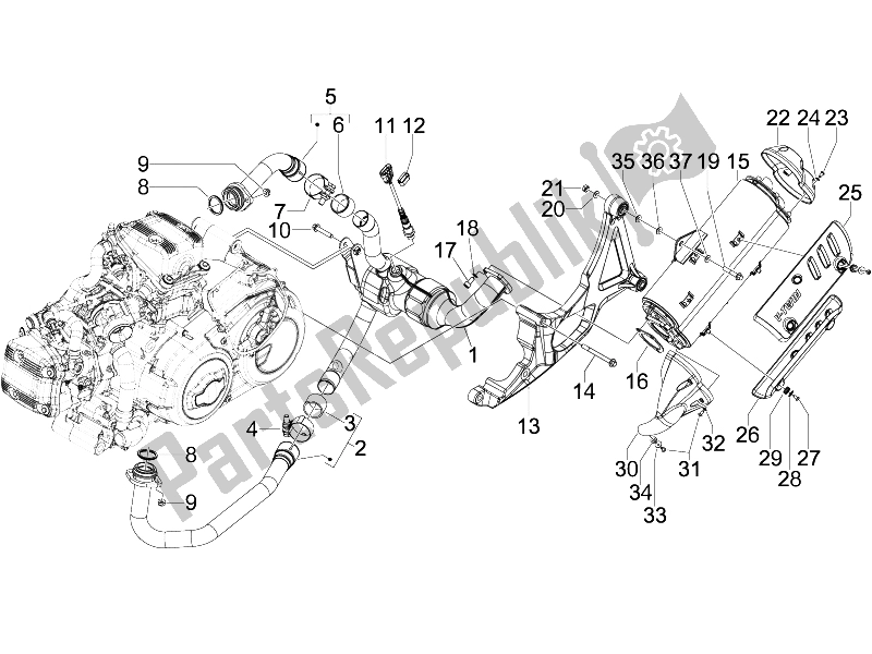 Todas las partes para Silenciador de Gilera GP 800 2009