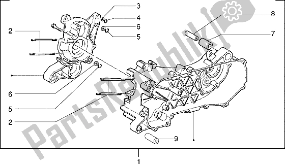 All parts for the Crankcase of the Gilera Storm 50 1998