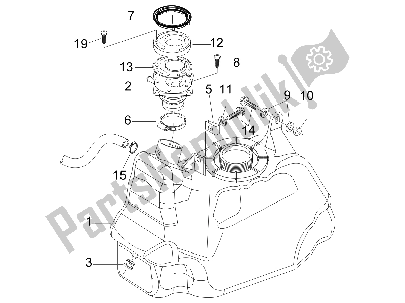 All parts for the Fuel Tank of the Gilera Nexus 250 E3 2007