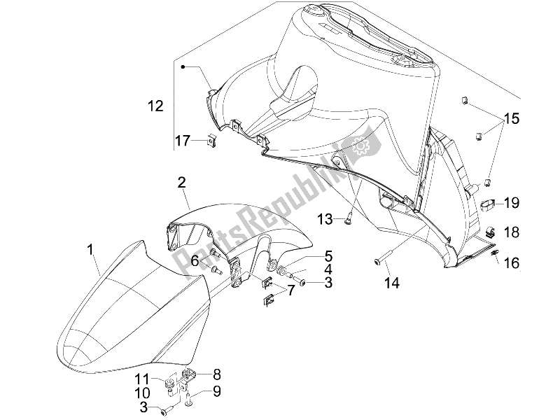 All parts for the Wheel Huosing - Mudguard of the Gilera GP 800 2007