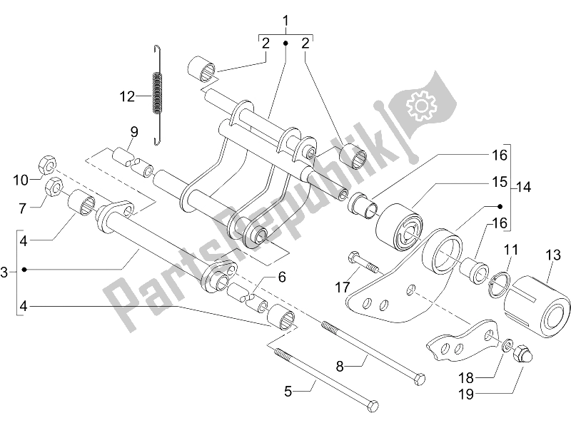 Toutes les pièces pour le Bras Oscillant du Gilera Runner 125 VX 4T SC E3 2006