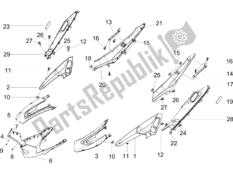 Tutte le parti per il Coperchio Laterale - Spoiler del Gilera Runner 125 VX 4T SC 2006