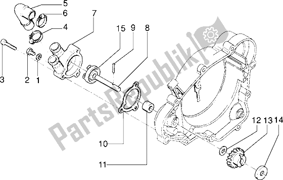 All parts for the Water Pump of the Gilera GSM 50 1998