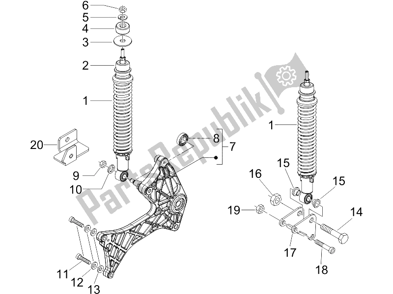 Todas as partes de Suspensão Traseira - Amortecedor / S do Gilera Runner 125 VX 4T Race E3 2006