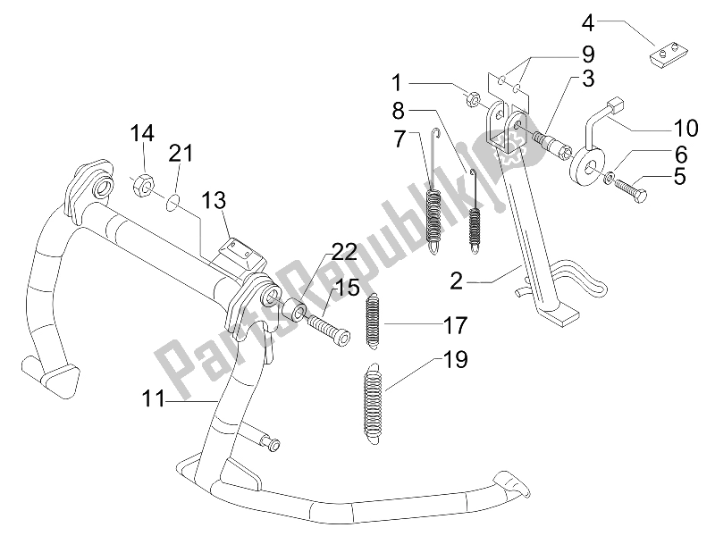 All parts for the Stand/s of the Gilera Nexus 250 E3 2007