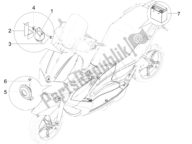 Toutes les pièces pour le Télécommandes - Batterie - Klaxon du Gilera Runner 200 ST 4T E3 2008