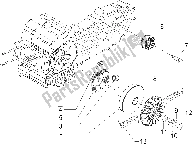 Toutes les pièces pour le Poulie Motrice du Gilera Fuoco 500 E3 2007