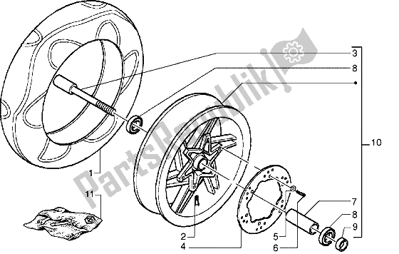 Todas las partes para Rueda Delantera de Gilera DNA 180 1998