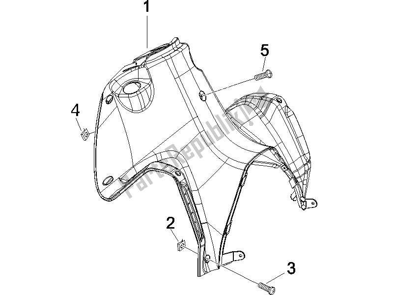 All parts for the Front Glove-box - Knee-guard Panel of the Gilera Runner 125 VX 4T SC E3 UK 2006