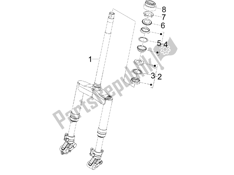 Tutte le parti per il Forcella / Tubo Sterzo - Unità Cuscinetto Sterzo del Gilera Runner 50 Pure JET Race CH 2006