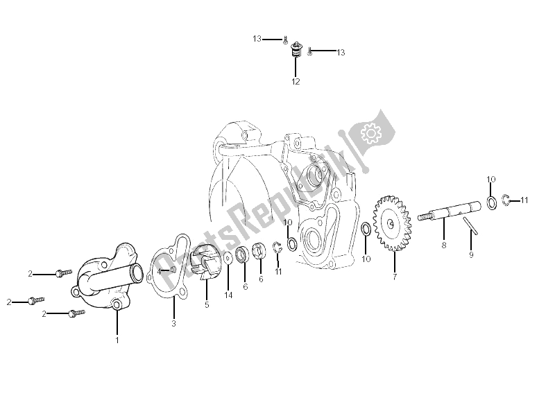 All parts for the Cooler Pump of the Gilera RCR 50 2006