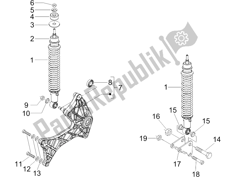 Todas las partes para Suspensión Trasera - Amortiguador / S de Gilera Runner 125 VX 4T UK 2005