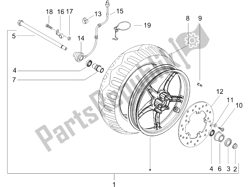 Todas las partes para Rueda Delantera de Gilera Runner 125 VX 4T Race 2005