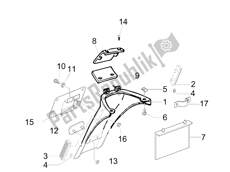 All parts for the Rear Cover - Splash Guard of the Gilera Storm 50 UK 2007