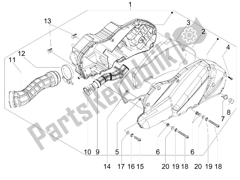 Toutes les pièces pour le Filtre à Air du Gilera Nexus 300 IE E3 2009