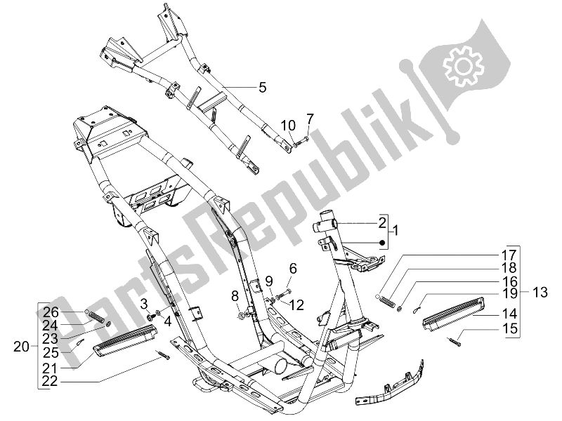 Toutes les pièces pour le Cadre / Carrosserie du Gilera Runner 200 VXR 4T E3 2006