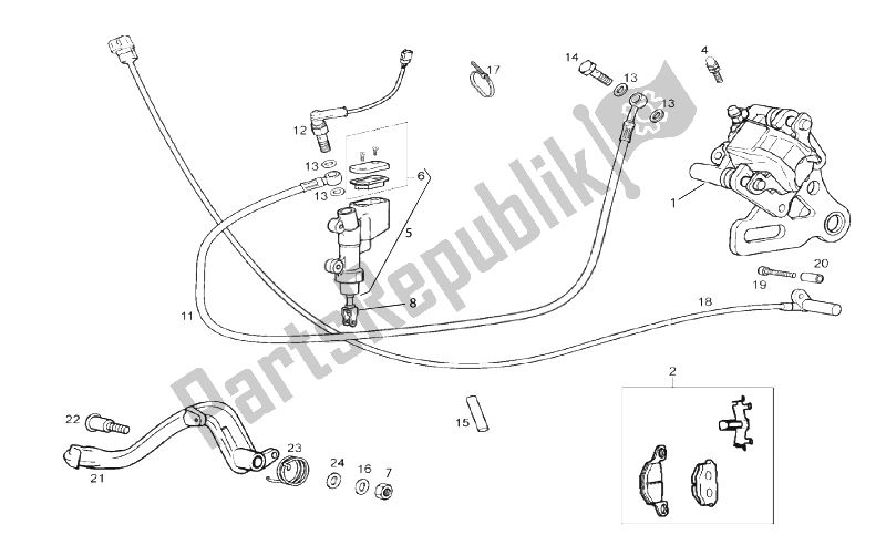 All parts for the Rear Brake System of the Gilera RCR 50 2011