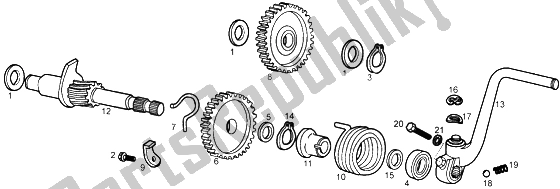 Toutes les pièces pour le Kickstarter du Gilera RCR 50 1998