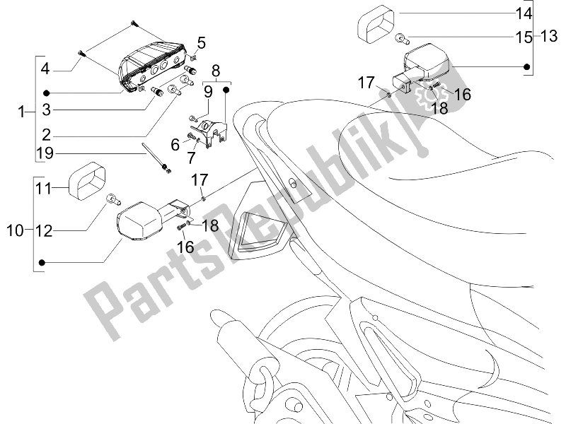 Toutes les pièces pour le Phares Arrière - Clignotants du Gilera Runner 125 VX 4T SC E3 2006