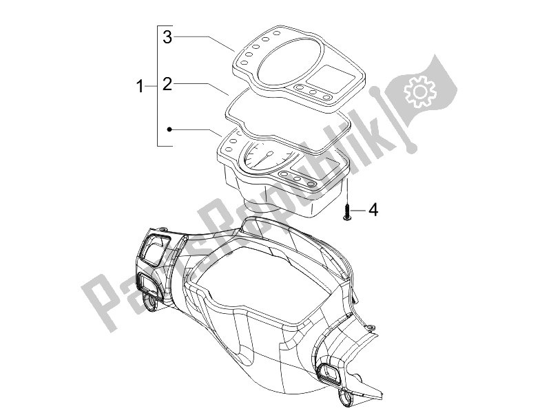 Toutes les pièces pour le Tableau De Bord Combiné du Gilera Runner 125 ST 4T E3 2008